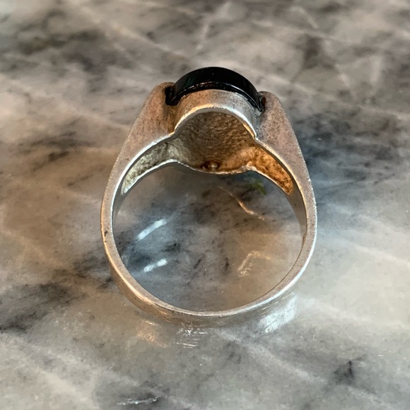 Sterling Silver Ring Black Onyx Stone Stamped 925 Size 7 Vintage Minimalist - Picture 6 of 12